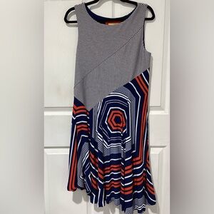Maeve Anthropologie Navy Red White Cameron Dress Asymmetrical Dress Size medium